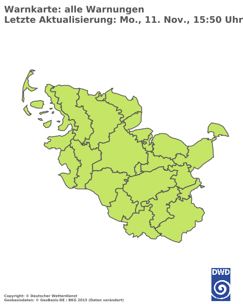 Aktuelle Wetterwarnungen für  Dithmarschen - Binnenland