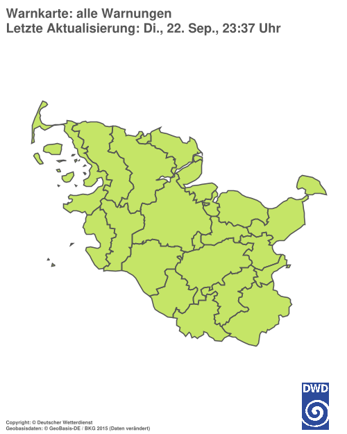 Aktuelle Warnkarte: Schleswig-Holstein / Hamburg